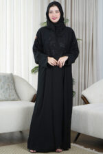 ⁦عبايه تالا متطرزة بخيوط اسود⁩ - الصورة ⁦3⁩