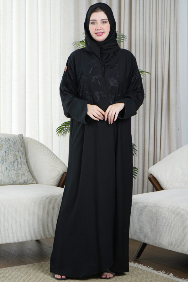 ⁦عبايه تالا متطرزة بخيوط اسود⁩ - الصورة ⁦3⁩