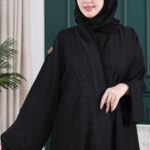 عبايه ايوان بتطريز اري بلاسود وريش من اطراف