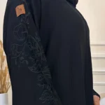 عباية بأكمام مطرزة اسود اكتاف فخامة