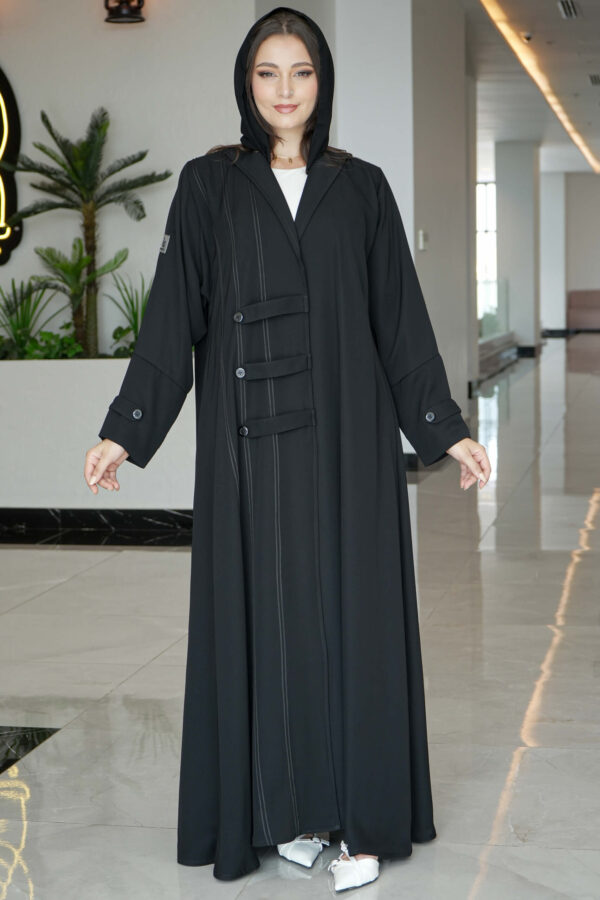 ⁦عباية كلوش ساده بقيطان اسود⁩ - الصورة ⁦9⁩