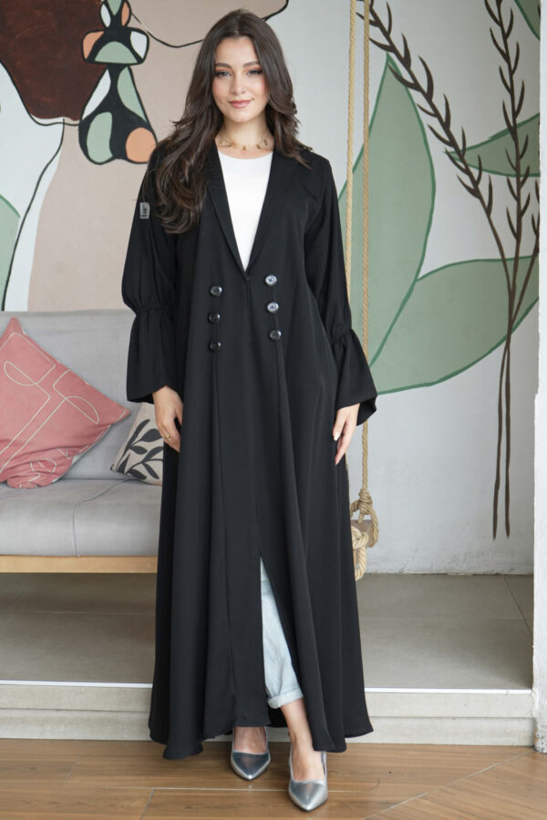 ⁦عباية بليزر قماش انترنت نص كلوش⁩ - الصورة ⁦4⁩