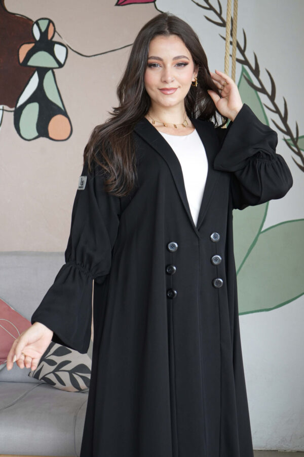 ⁦عباية بليزر قماش انترنت نص كلوش⁩ - الصورة ⁦5⁩