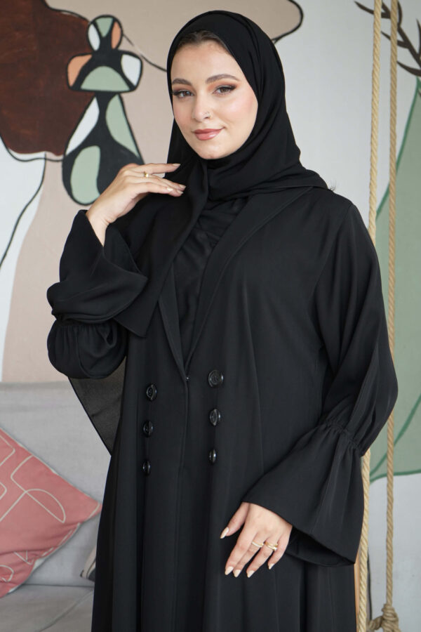 ⁦عباية بليزر قماش انترنت نص كلوش⁩ - الصورة ⁦7⁩