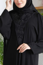 ⁦عباية بليزر كريب بشك اسود و خيوط مخفية بشك⁩ - الصورة ⁦8⁩