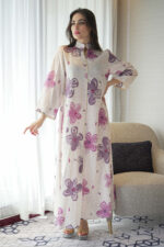 ⁦جلابيه موف بلياقه مشجره وروده (7)⁩ - الصورة ⁦4⁩