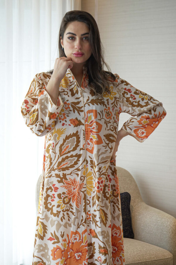 ⁦جلابيه بني بلياقه مشجره بورق شجره (6)⁩ - الصورة ⁦7⁩