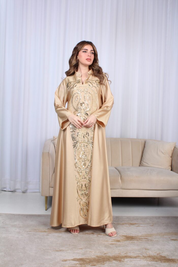⁦جلابية ذهبي وترتر ذهبي خليجيه بياقة و شك⁩ - الصورة ⁦10⁩