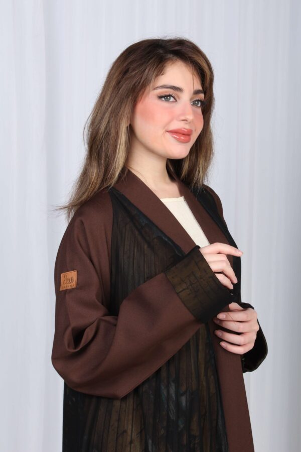 ⁦عباية شيفون بني جاكار كتف⁩ - الصورة ⁦12⁩