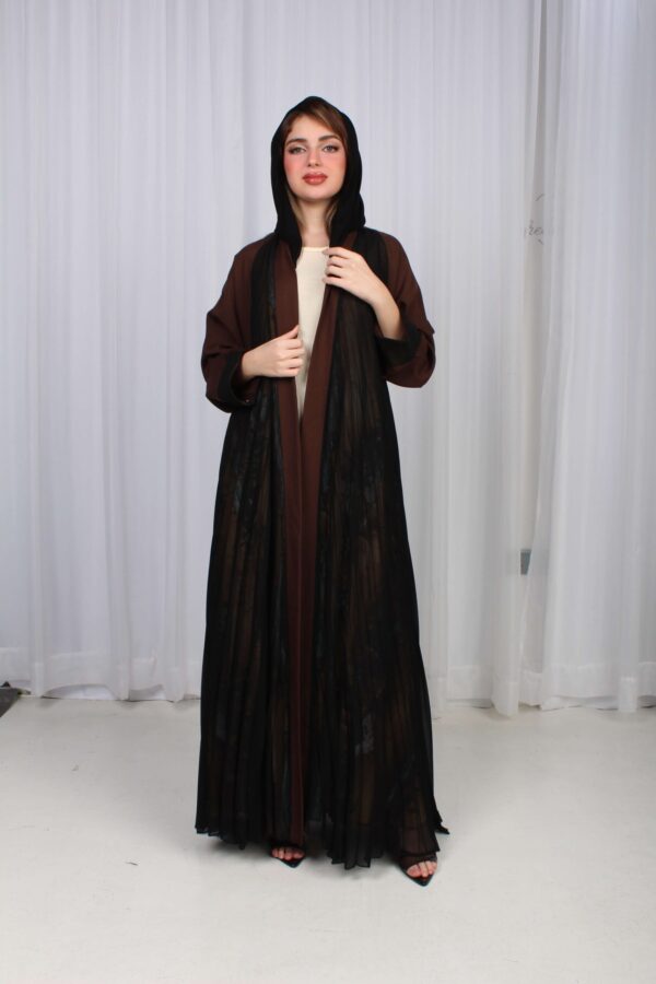 ⁦عباية شيفون بني جاكار كتف⁩ - الصورة ⁦13⁩
