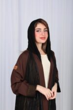 ⁦عباية شيفون بني جاكار كتف⁩ - الصورة ⁦14⁩