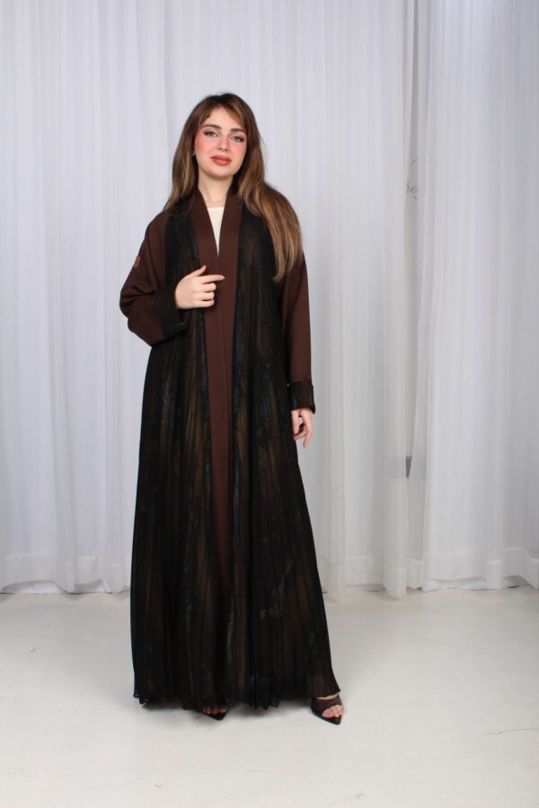 ⁦عباية شيفون بني جاكار كتف⁩ - الصورة ⁦15⁩