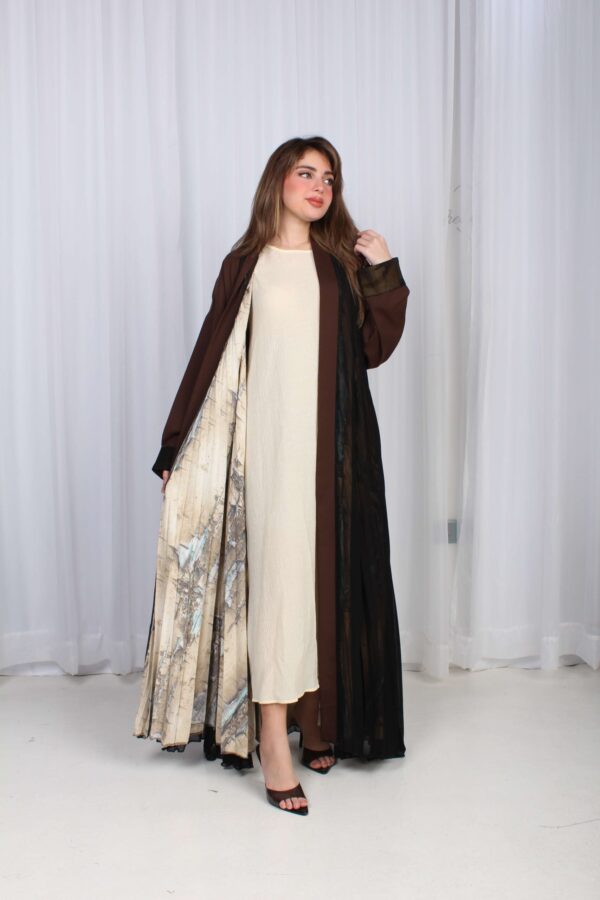 ⁦عباية شيفون بني جاكار كتف⁩ - الصورة ⁦17⁩