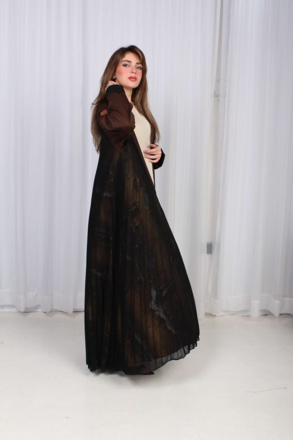 ⁦عباية شيفون بني جاكار كتف⁩ - الصورة ⁦18⁩