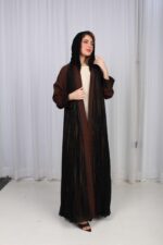 ⁦عباية شيفون بني جاكار كتف⁩ - الصورة ⁦4⁩