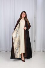 ⁦عباية شيفون بني جاكار كتف⁩ - الصورة ⁦6⁩