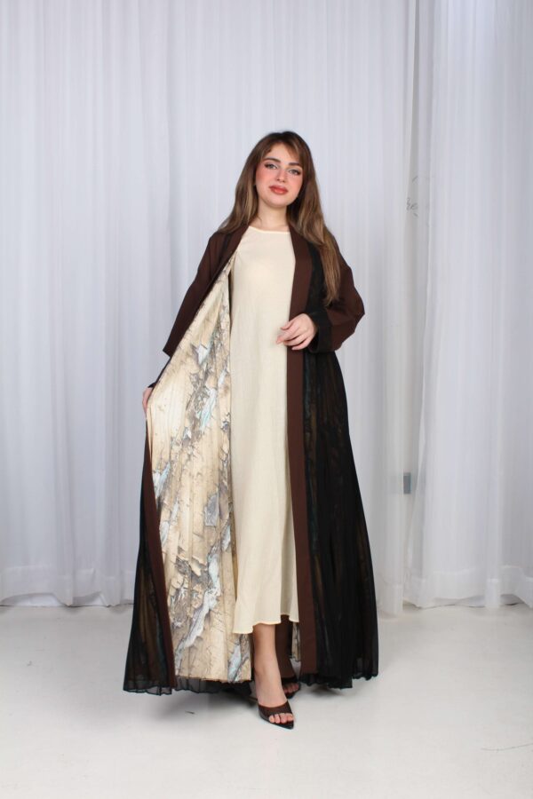 ⁦عباية شيفون بني جاكار كتف⁩ - الصورة ⁦6⁩