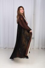 ⁦عباية شيفون بني جاكار كتف⁩ - الصورة ⁦7⁩