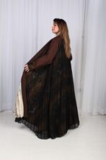 ⁦عباية شيفون بني جاكار كتف⁩ - الصورة ⁦9⁩