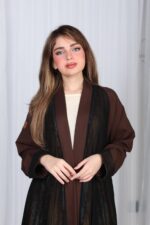 ⁦عباية شيفون بني جاكار كتف⁩ - الصورة ⁦11⁩