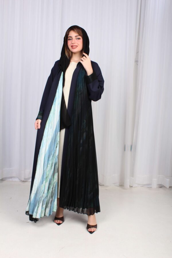 ⁦عباية كسرات شيفون كحلي جاكار كتف⁩ - الصورة ⁦9⁩