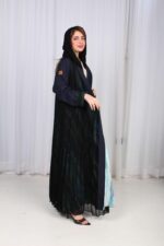 عباية شيفون كحلي جاكار كتف