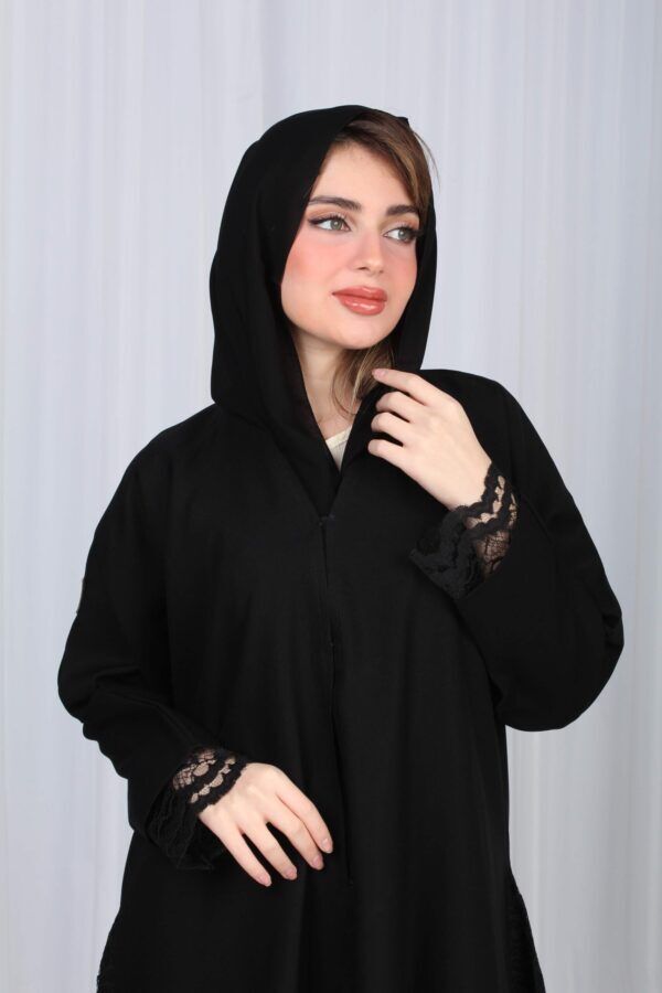 ⁦عباية دانتيل اسود بالأكمام والجوانب⁩ - الصورة ⁦19⁩