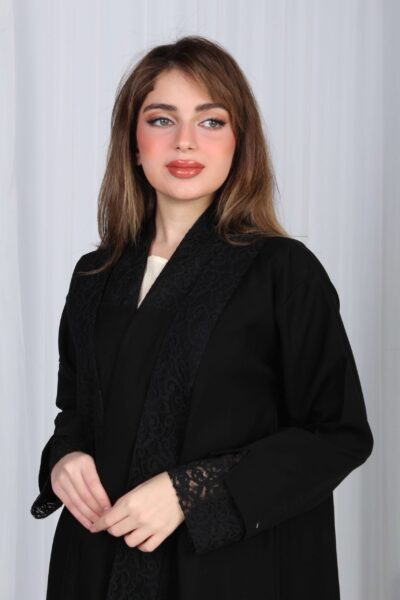 ⁦عباية سهم بدانتيل اسود⁩ - الصورة ⁦9⁩