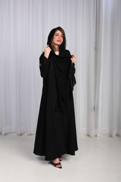 ⁦عباية سهم بدانتيل اسود⁩ - الصورة ⁦10⁩