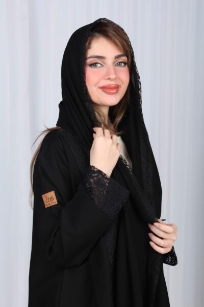 ⁦عباية سهم بدانتيل اسود⁩ - الصورة ⁦12⁩