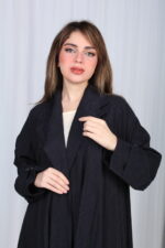 ⁦عباية بليزر قماش جاكار كحلي⁩ - الصورة ⁦6⁩