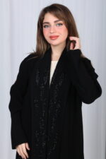 ⁦عباية كلوش شك تيجان وخرز اسود⁩ - الصورة ⁦8⁩