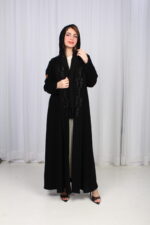 ⁦عباية كلوش شك تيجان وخرز اسود⁩ - الصورة ⁦2⁩