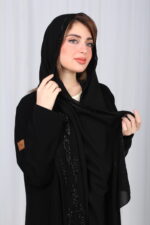 ⁦عباية كلوش شك تيجان وخرز اسود⁩ - الصورة ⁦6⁩