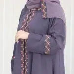 عباية موف كلوش بقماش باربي بتطريز لون بنك