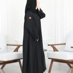 عباية كلوش اية اسود بتطريز شك مخفي