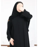 عباية رنا اسود ناعمة بكسرة من الخلف