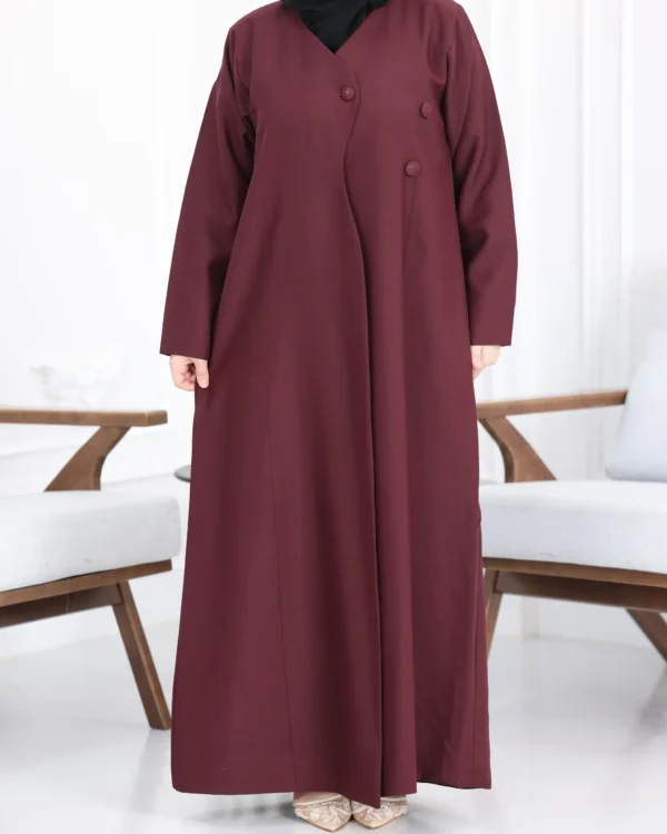 ⁦عباية بليزر عنابي مموج كريب صيفي قصة جاكيت رسمي ستريت⁩ - الصورة ⁦4⁩