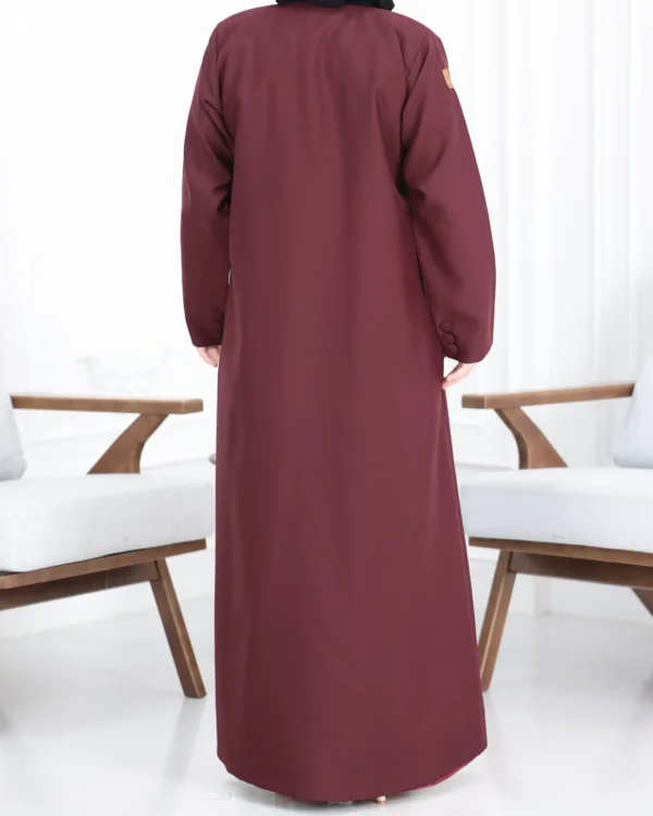 ⁦عباية بليزر عنابي مموج كريب صيفي قصة جاكيت رسمي ستريت⁩ - الصورة ⁦2⁩