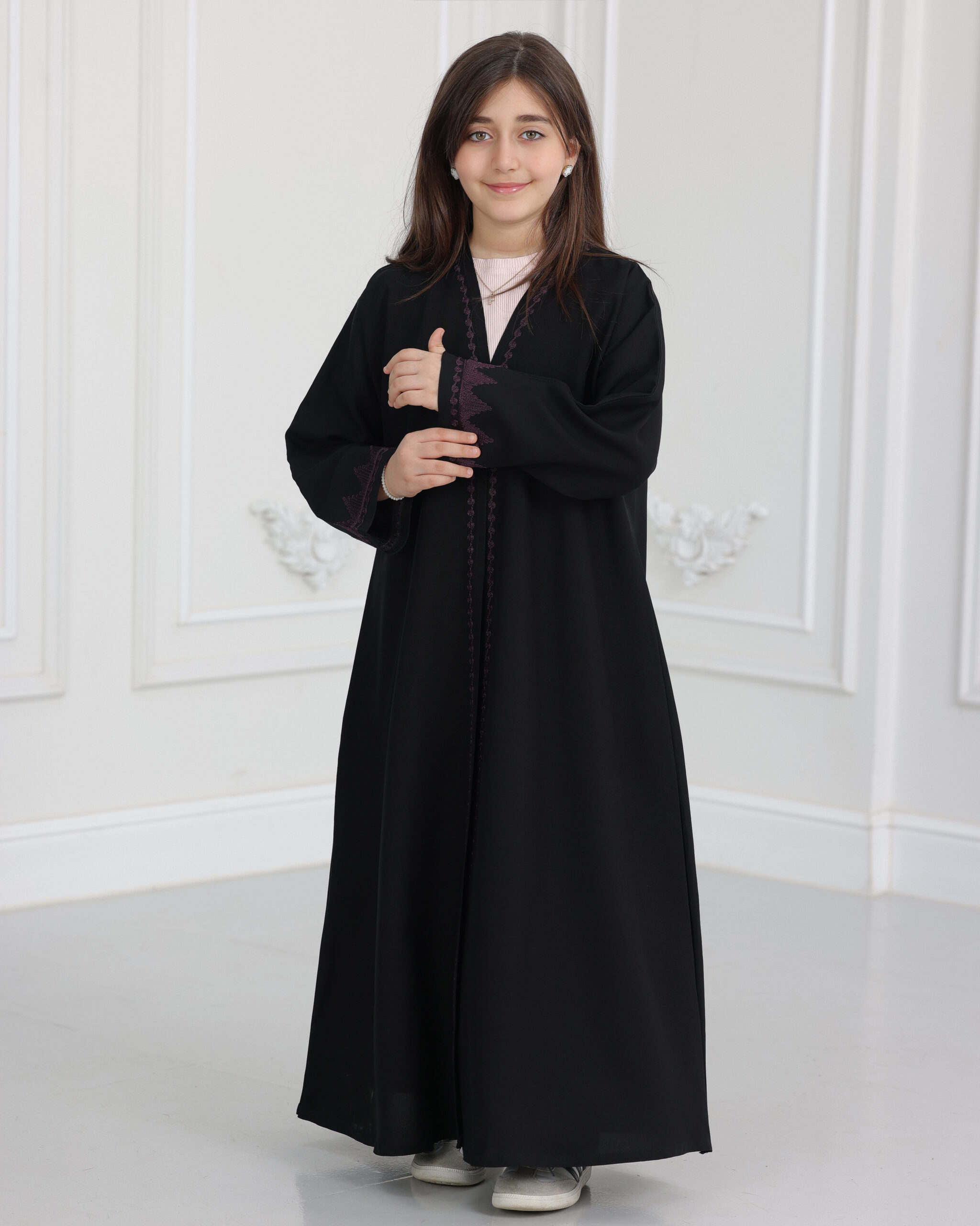 ZA-0834 (2) عباية بناتي بتطريز ارى بلون موف