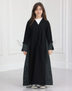 ⁦عباية بناتي مندمجة بجاكار خطوط اخضر⁩ - الصورة ⁦2⁩