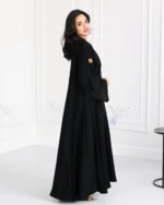 ⁦عباية فزة شك اسود ورق شجر من امام و اكمام⁩ - الصورة ⁦14⁩