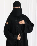 ⁦عباية فزة شك اسود ورق شجر من امام و اكمام⁩ - الصورة ⁦7⁩