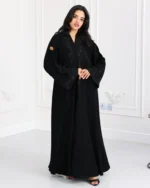 ⁦عباية فزة شك اسود ورق شجر من امام و اكمام⁩ - الصورة ⁦11⁩