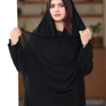 عباية ايفانز كلوش مطرزة باسود على اكمام و طرحة